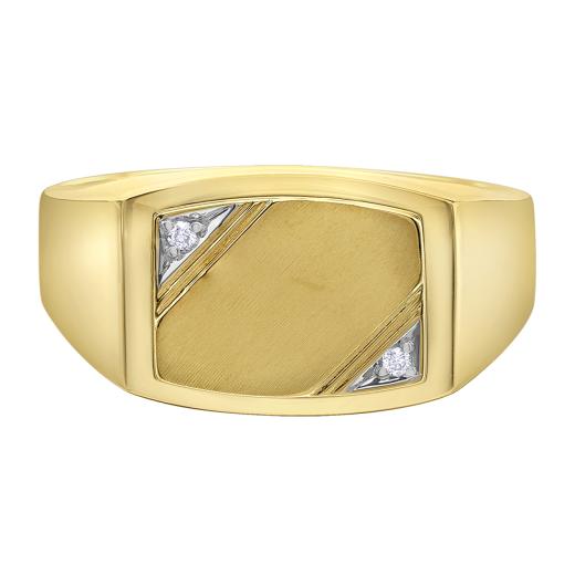 10K Yellow Gold Canadian Diamond Signet Ring