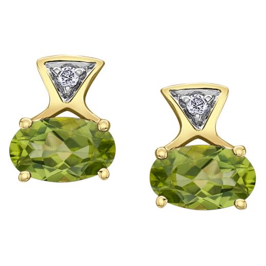 10K Yellow Gold Peridot & Diamond Earrings