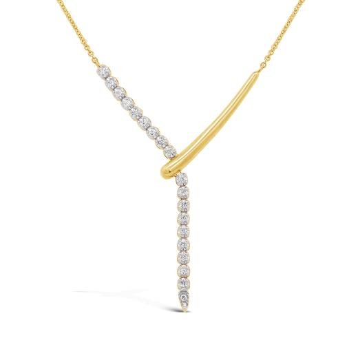 Bella Moda 10K Yellow Gold Diamond Y-Necklace