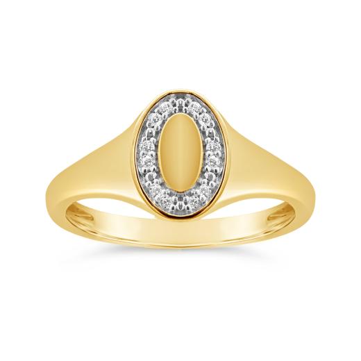Charmables 10K Yellow Gold Diamond Oval Signet Ring