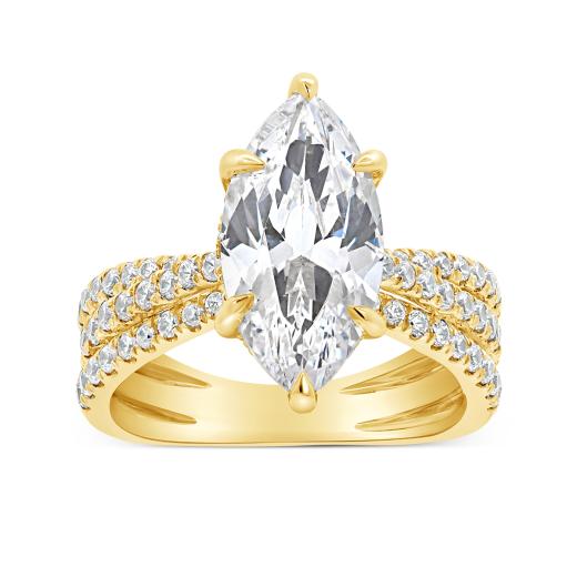 Jenny Packham Lab Grown Marquise Diamond Bridal Ring in 18K Yellow Gold
