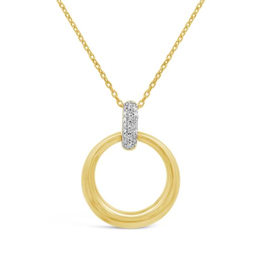 Lab Grown Diamond Circle Pendant in 18K Yellow Gold Vermeil