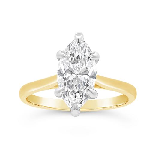New Brilliance Lab Grown Marquise Diamond Ring in 14K Yellow Gold