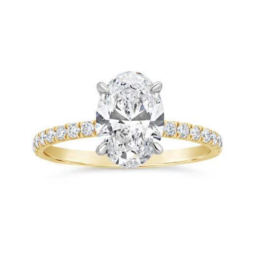 New Brilliance 14K Yellow Gold Lab Grown Oval Diamond Ring