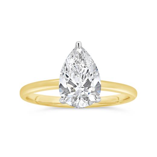 New Brilliance 14K Yellow Gold Lab Grown Pear Cut Diamond Ring