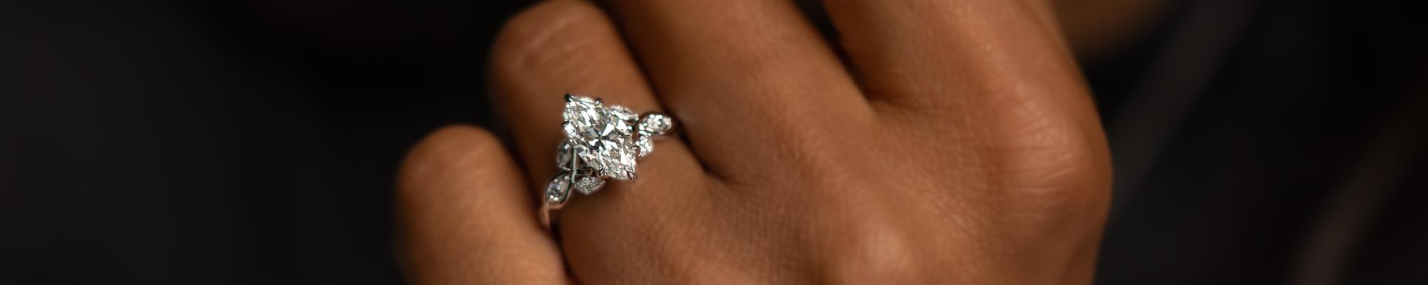 Woman wearing diamond ring