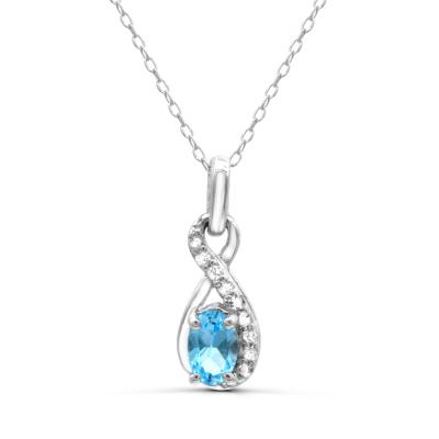 Sterling Silver Blue Topaz & White Topaz Pendant | Charm Diamond