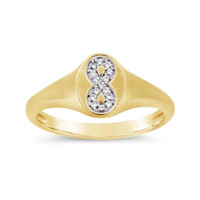 Infinity Signet Ring Charmables 10K Yellow Gold Diamond Infinity Signet Ring | Charm Diamond ...
