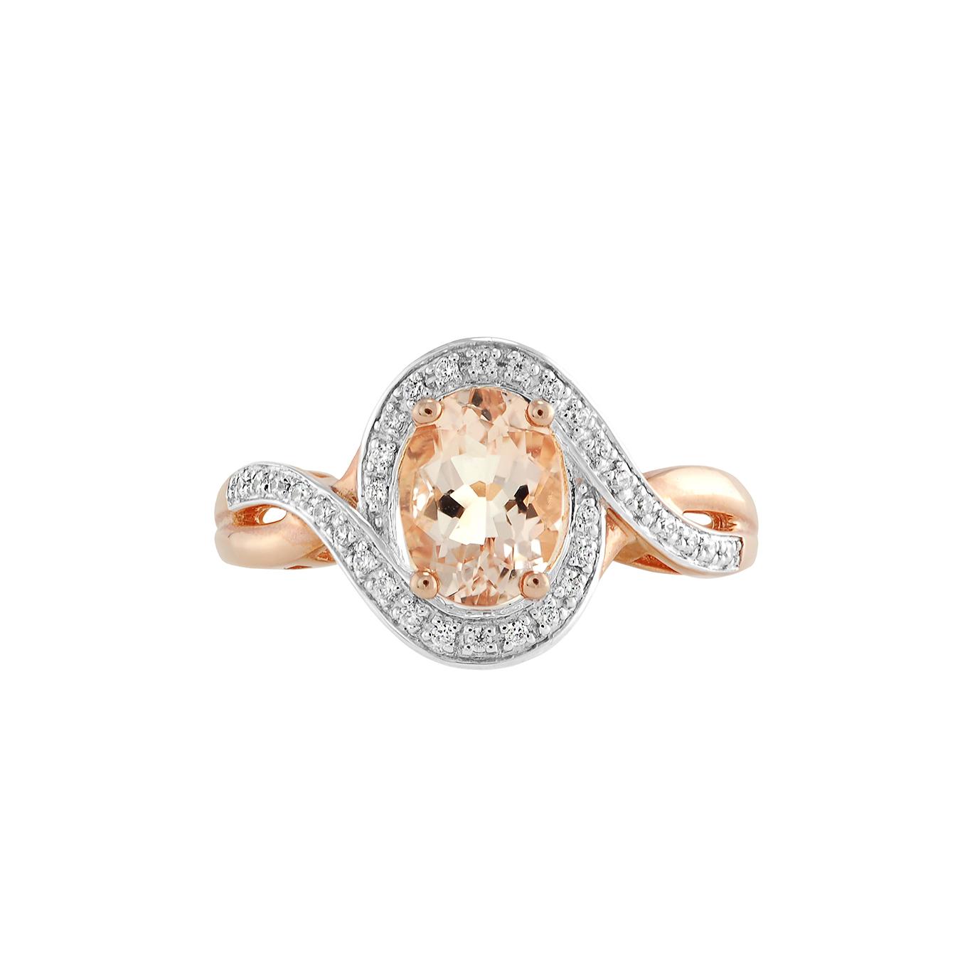 10K Rose Gold Morganite & Diamond Ring