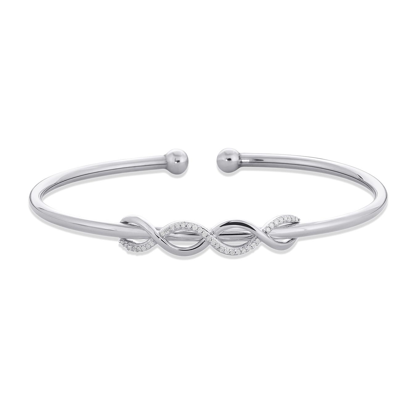 Sterling Silver 0.10CTW Diamond Bangle