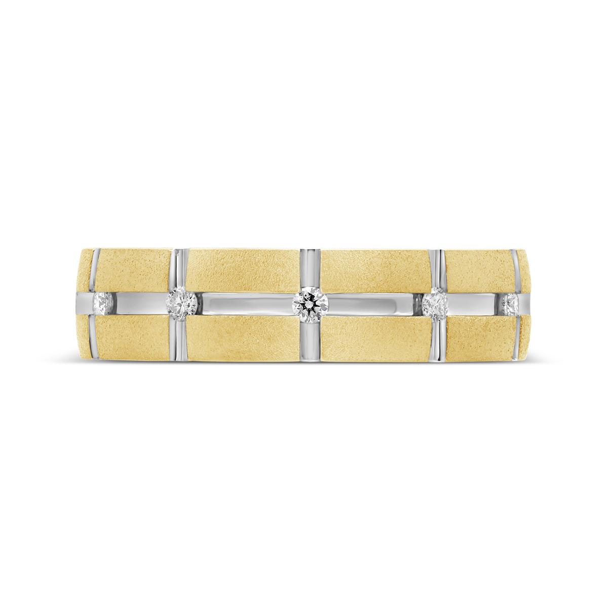 Men's 10K Yellow & White Gold 0.10CTW Diamond Wedding Band