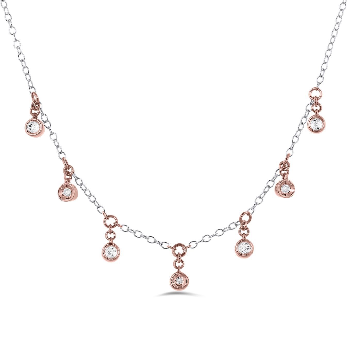 10K White & Rose Gold Diamond Necklace