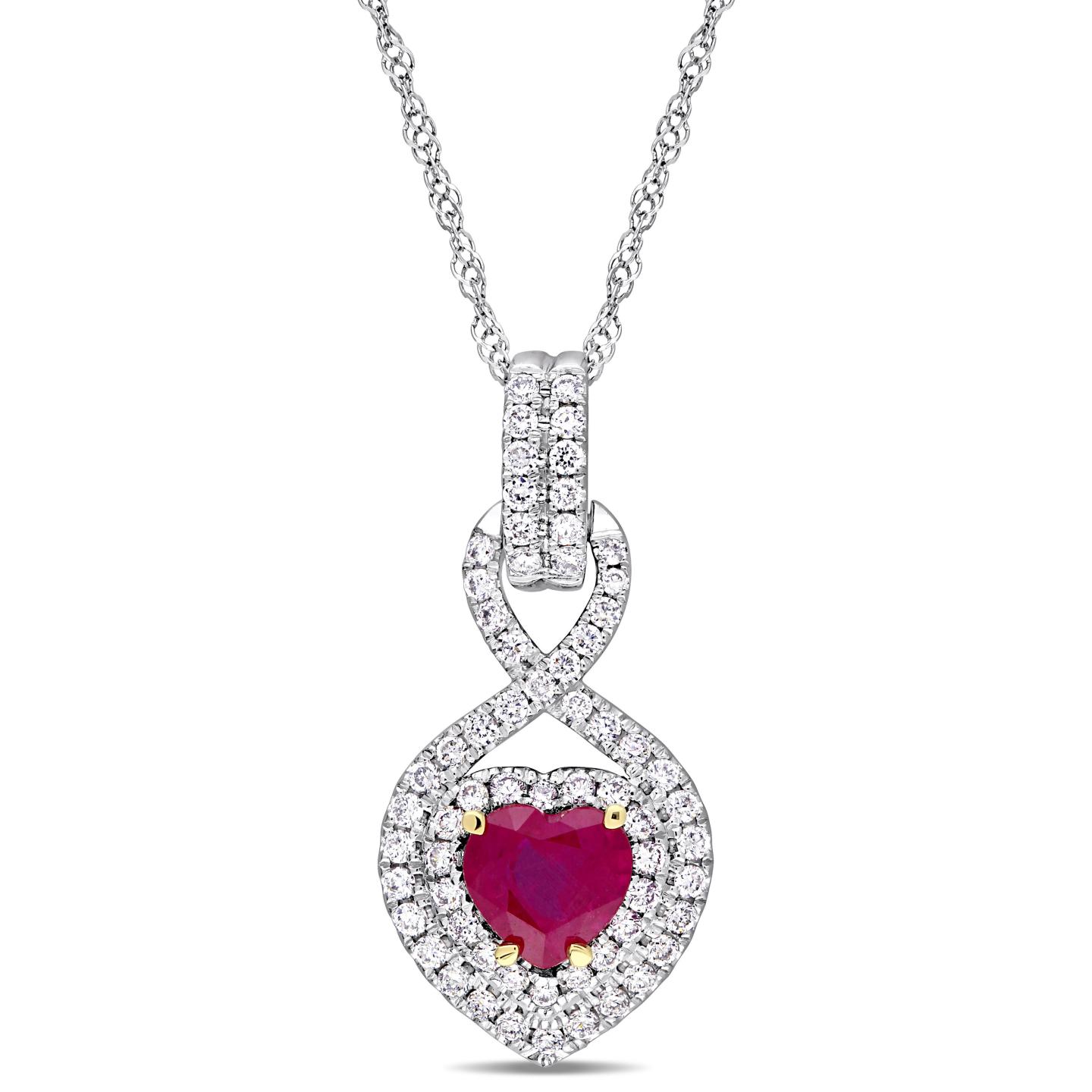 Julianna B 14K White & Yellow Gold Ruby & 0.30CTW Diamond Infinity Pendant