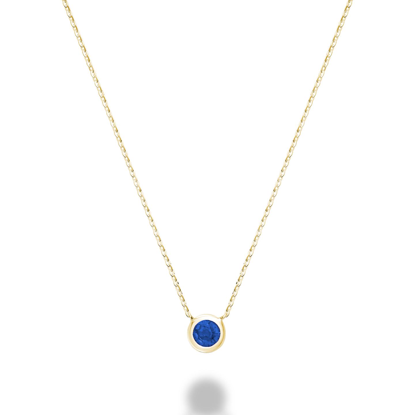 Les Bijoux 10k Yellow Gold Bezel Set Blue Sapphire Necklace