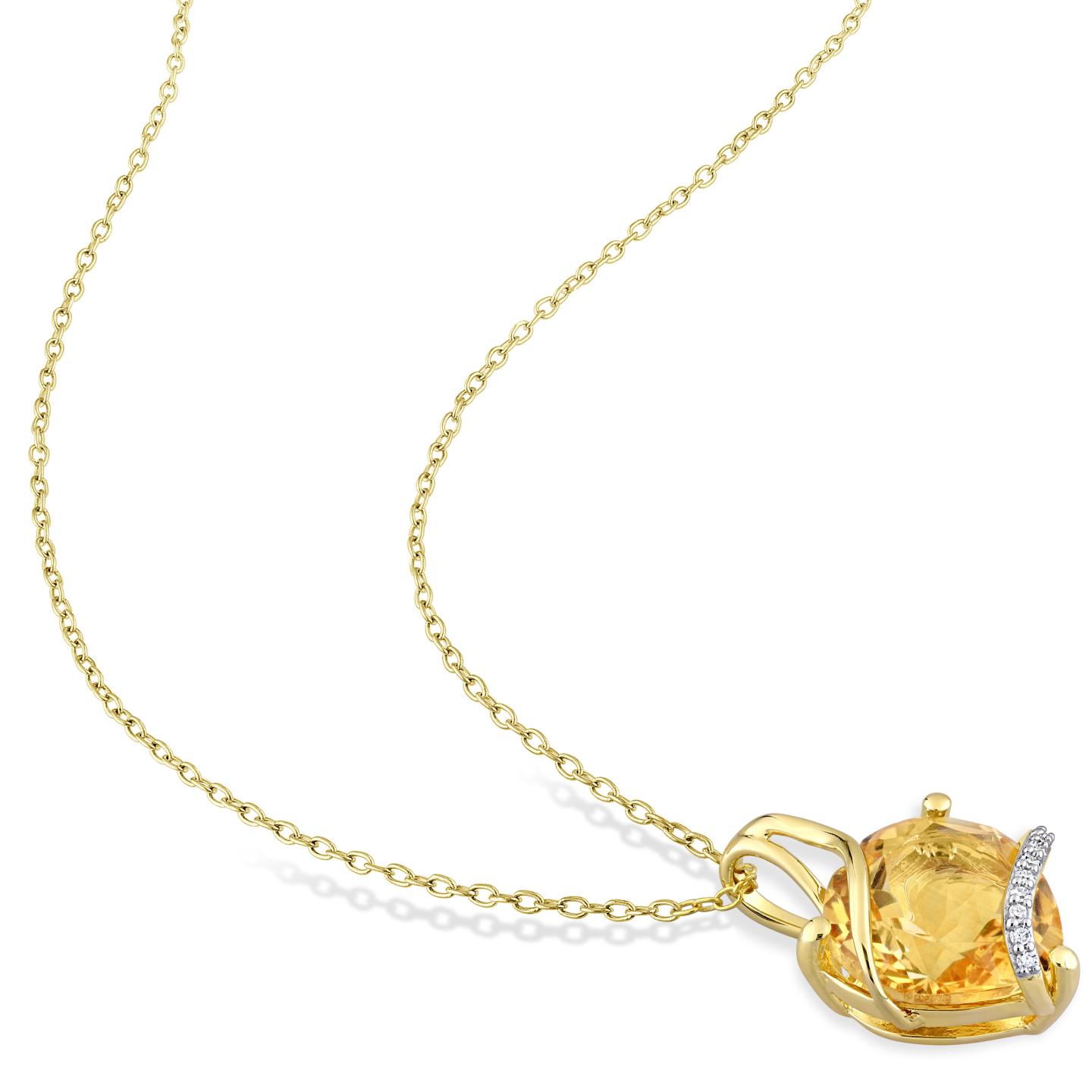 Julianna B Sterling Silver Citrine & Diamond Necklace