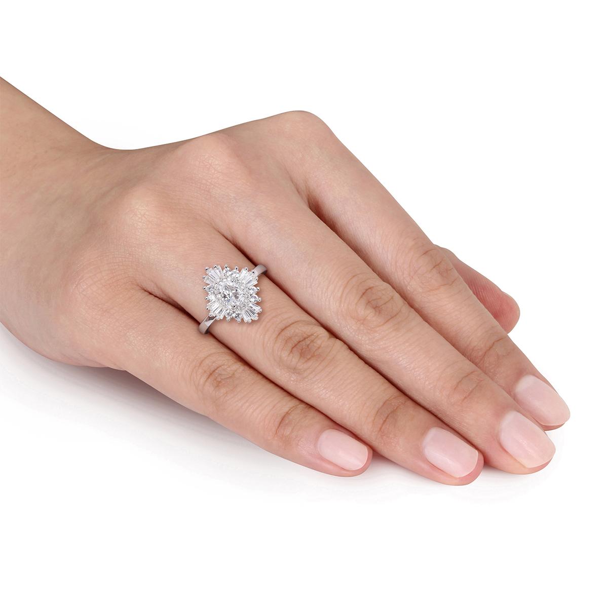 Julianna B Sterling Silver Created White Sapphire Ring