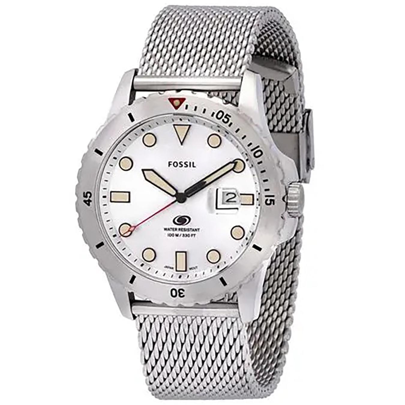 Fossil Men's Quartz Three-Hand Silver Dial Watch