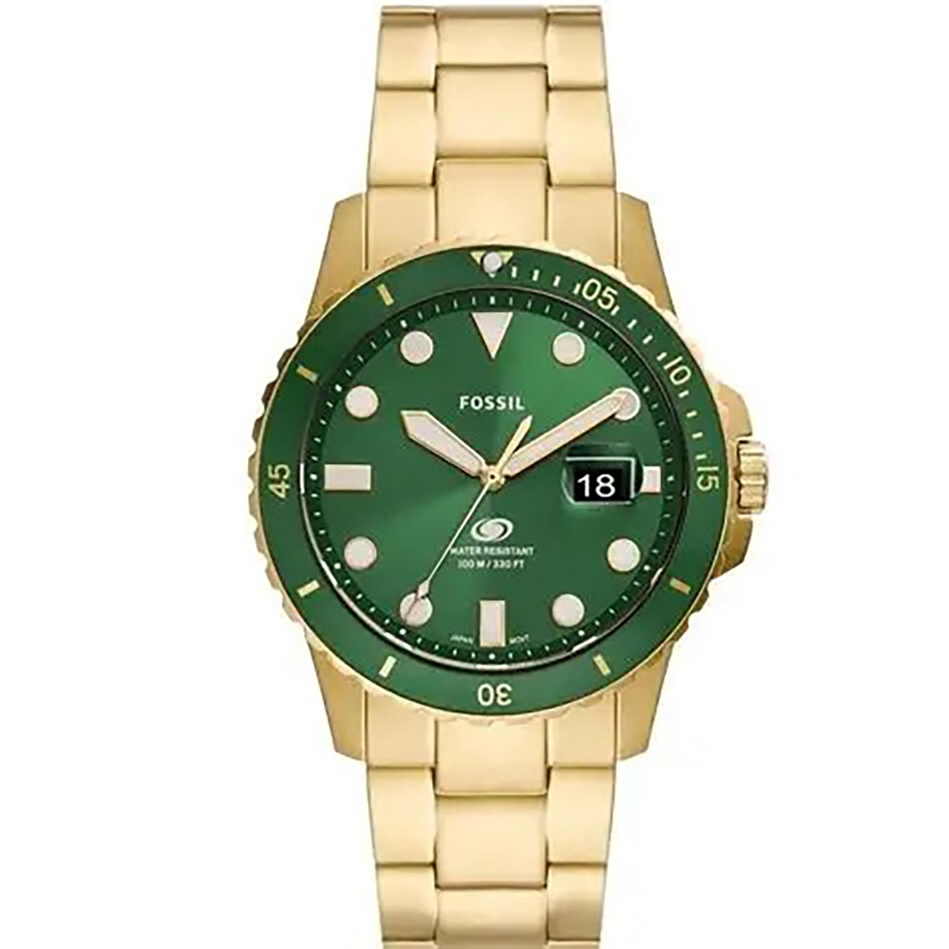 Fossil Men's Blue Dive Green Dial Stainless Steel Watch
