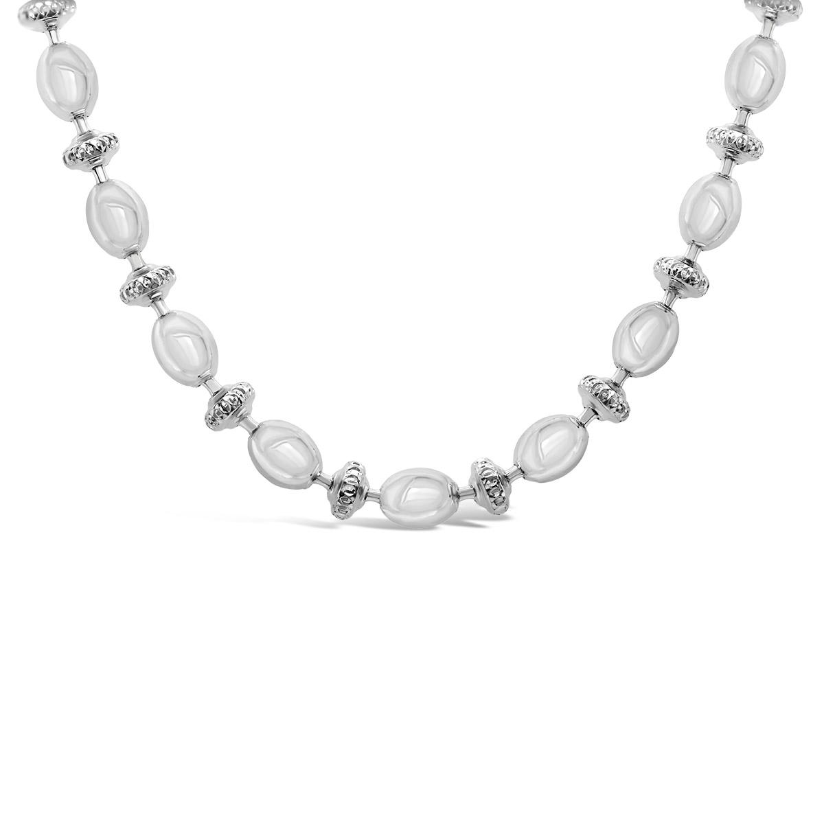 Sterling Silver 18" Saturno Link Chain | Charm Diamond Centres