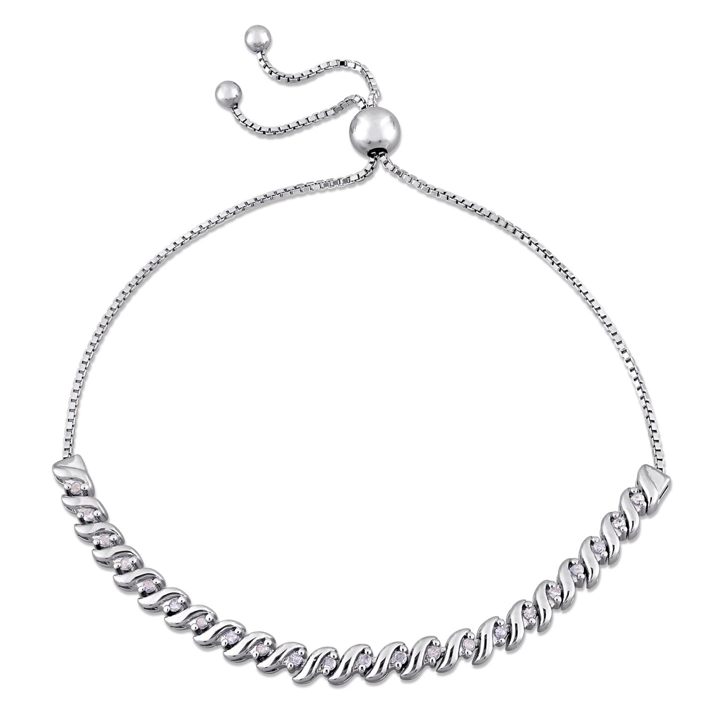 Julianna B Sterling Silver 0.24CTW Diamond Bolo Bracelet