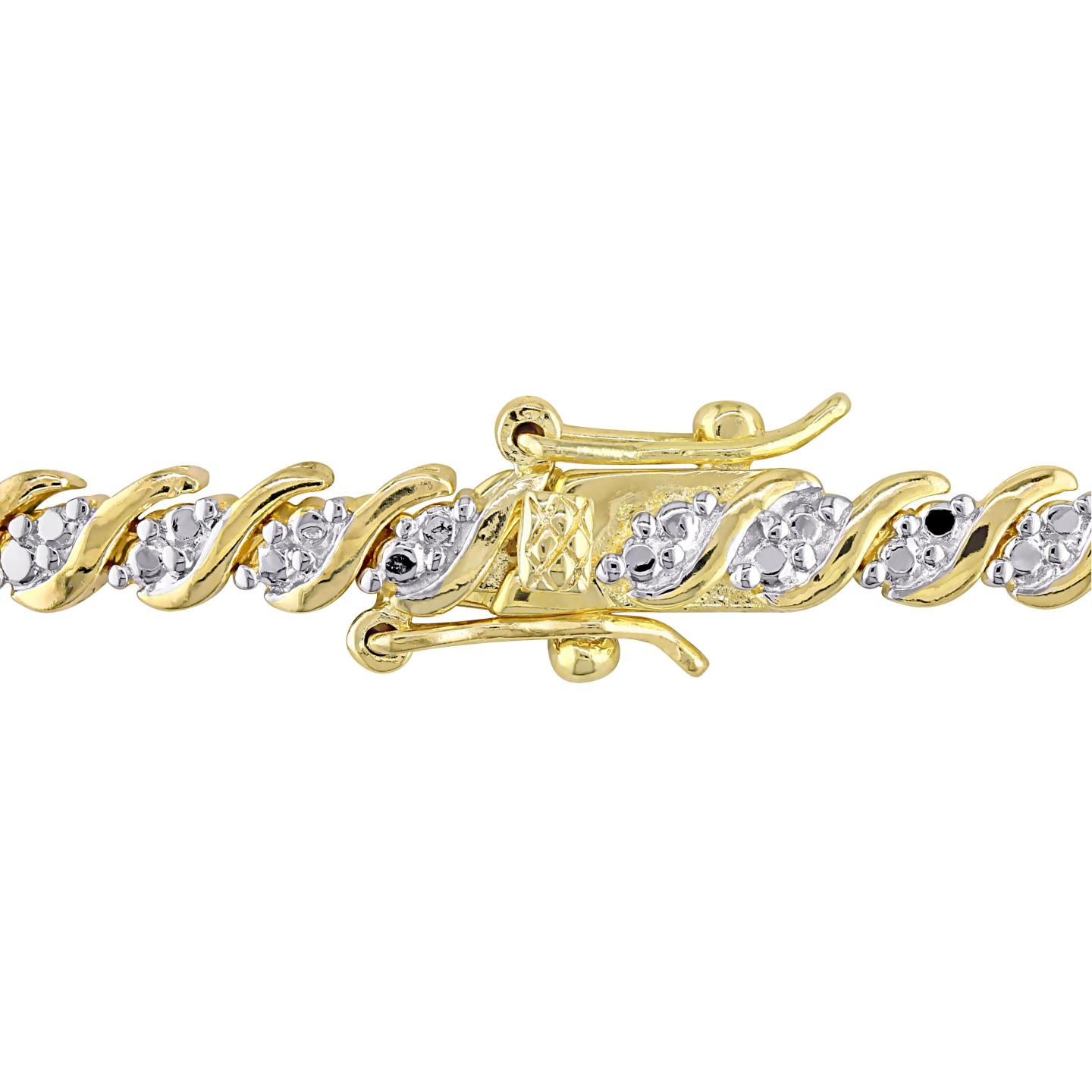 Julianna B Yellow Plated Sterling Silver 0.99CTW Diamond Tennis Bracelet