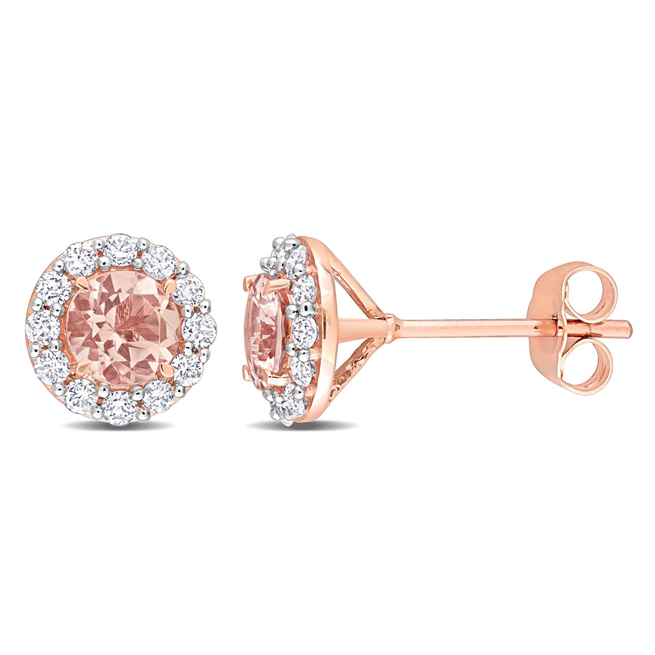 Julianna B 10K Rose Gold Morganite and Diamond Earrings