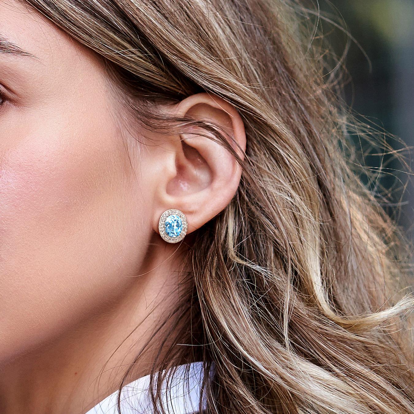 Julianna B Sterling Silver Sky Blue Topaz and White Topaz Earrings