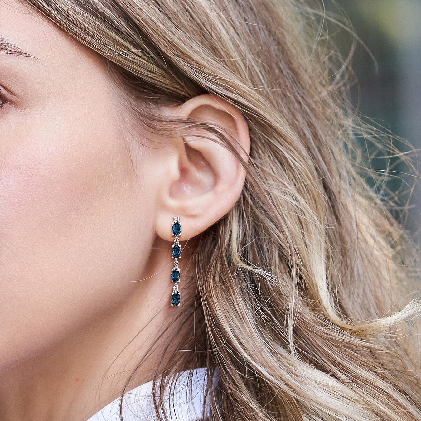Julianna B Sterling Silver London Blue Topaz and White Topaz Earrings