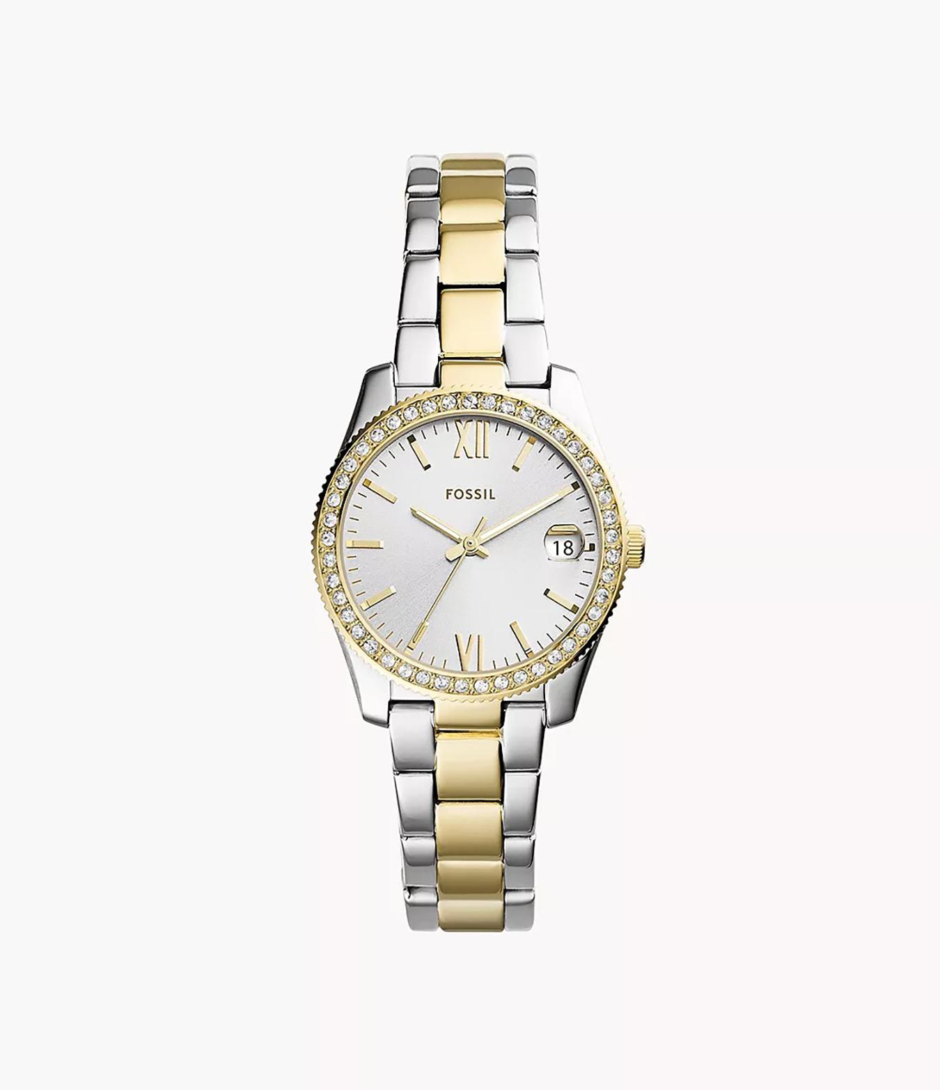 Fossil Scarlette 33mm Three-Hand Date Two-Tone Stainless Steel Watch
