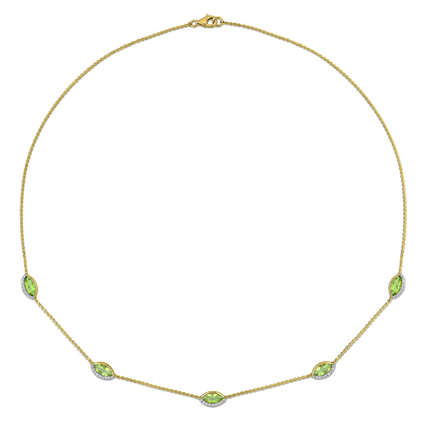 Julianna B 14K Yellow Gold Peridot & Diamond 17" Station Necklace