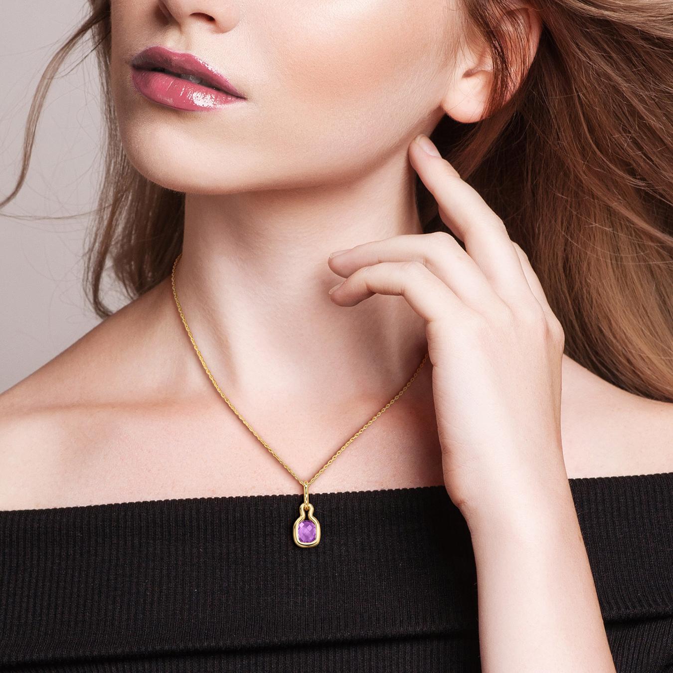 Julianna B Yellow Plated Sterling Silver Amethyst 17" Pendant with Chain