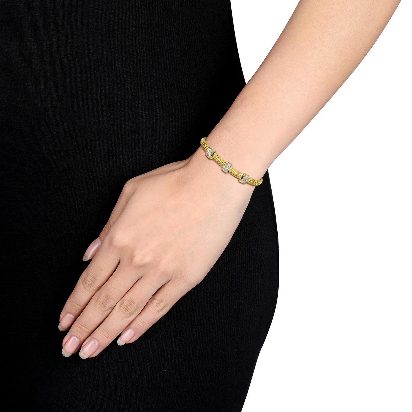 Julianna B Yellow Plated Sterling Silver Cubic Zirconia Omega Style Bracelet
