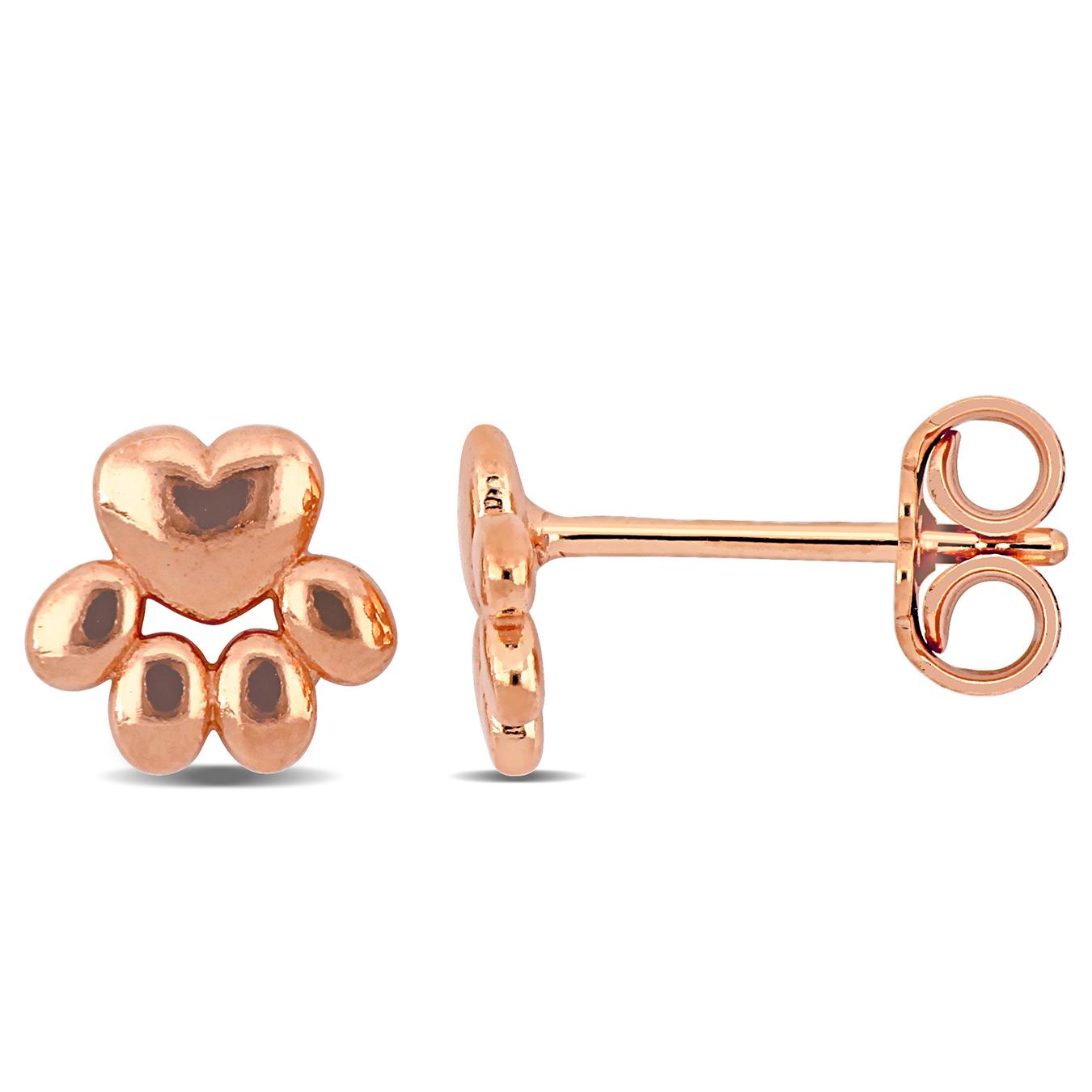 Julianna B Children's Rose Plated Sterling Silver Paw Stud Earrings