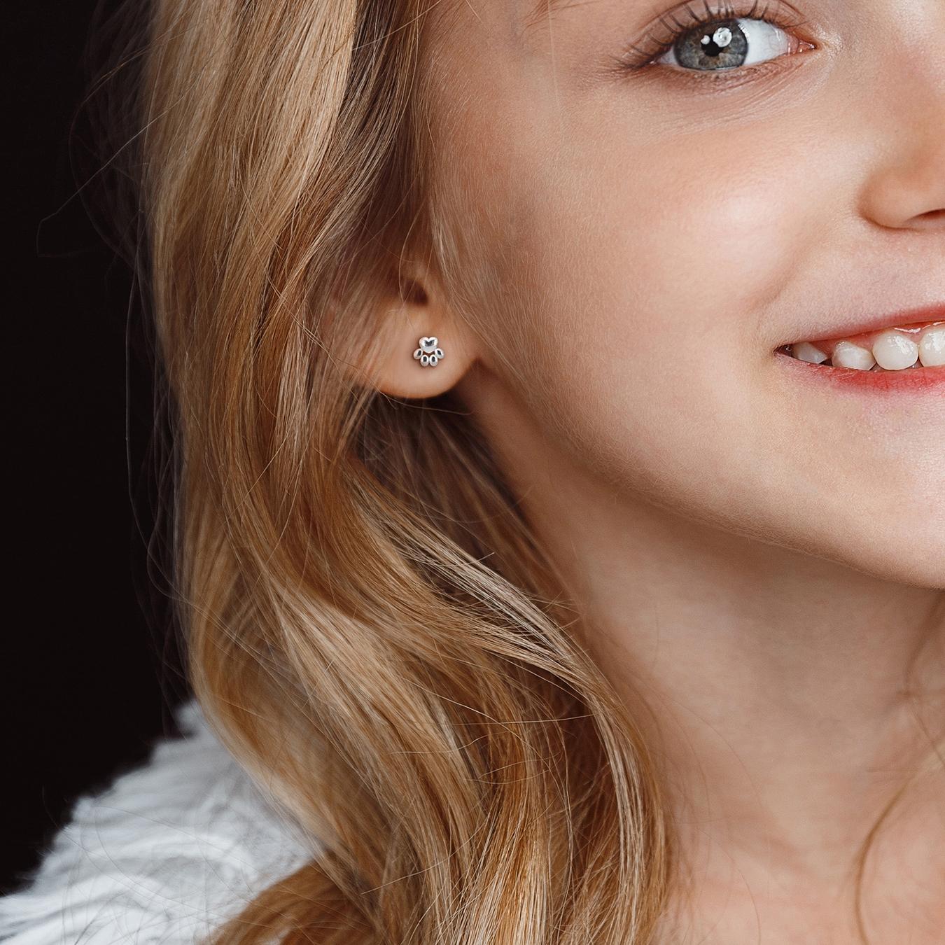Julianna B Children's Sterling Silver Paw Stud Earrings
