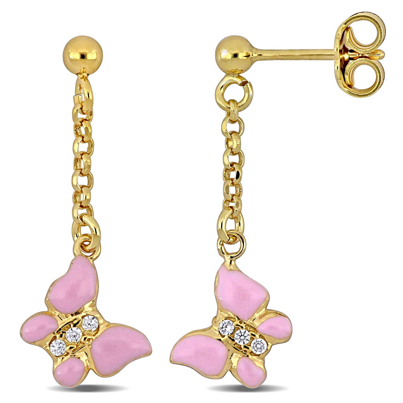 Julianna B Yellow Plated Sterling Silver Cubic Zirconia & Enamel Earrings