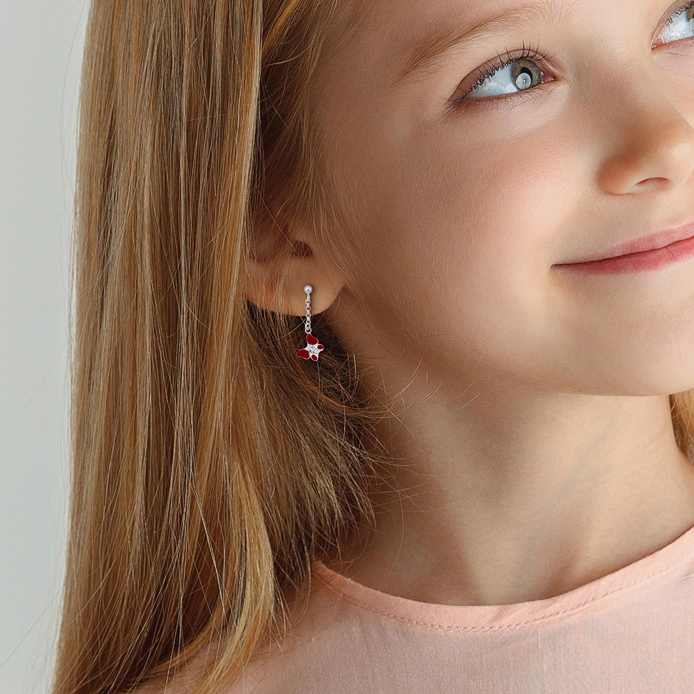 Julianna B Children's Sterling Silver Cubic Zirconia & Enamel Butterfly Earrings