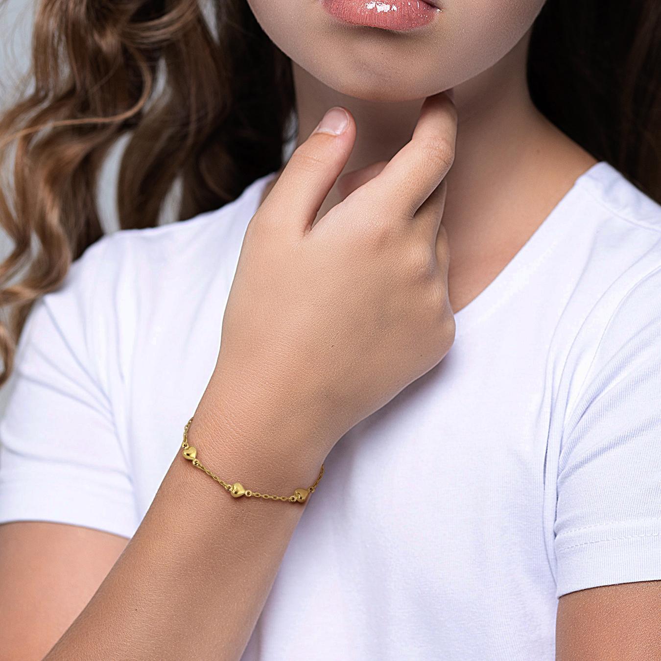 Julianna B Children's 14K Yellow Gold Heart Charm Bracelet 5.5"