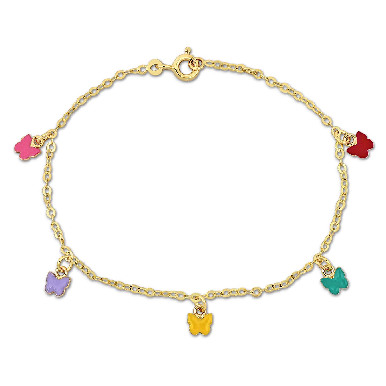 Julianna B Children's 14K Yellow Gold Enamel Butterfly Bracelet 6"+.5" Extender