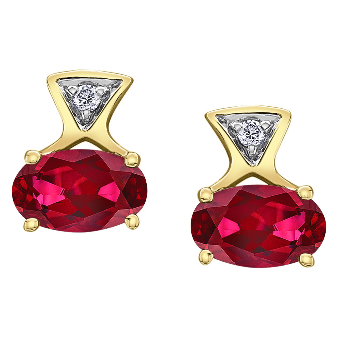 10K Yellow Gold Garnet & Diamond Earrings