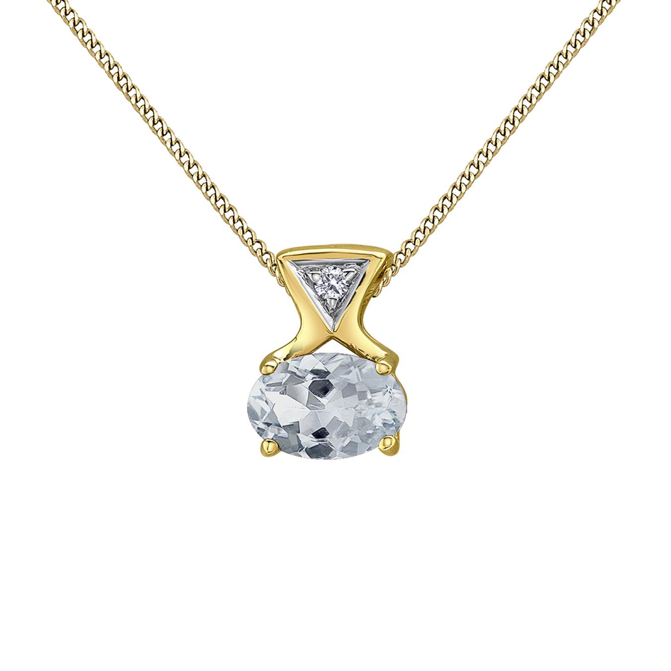 10K Yellow Gold White Topaz & Diamond 18" Pendant