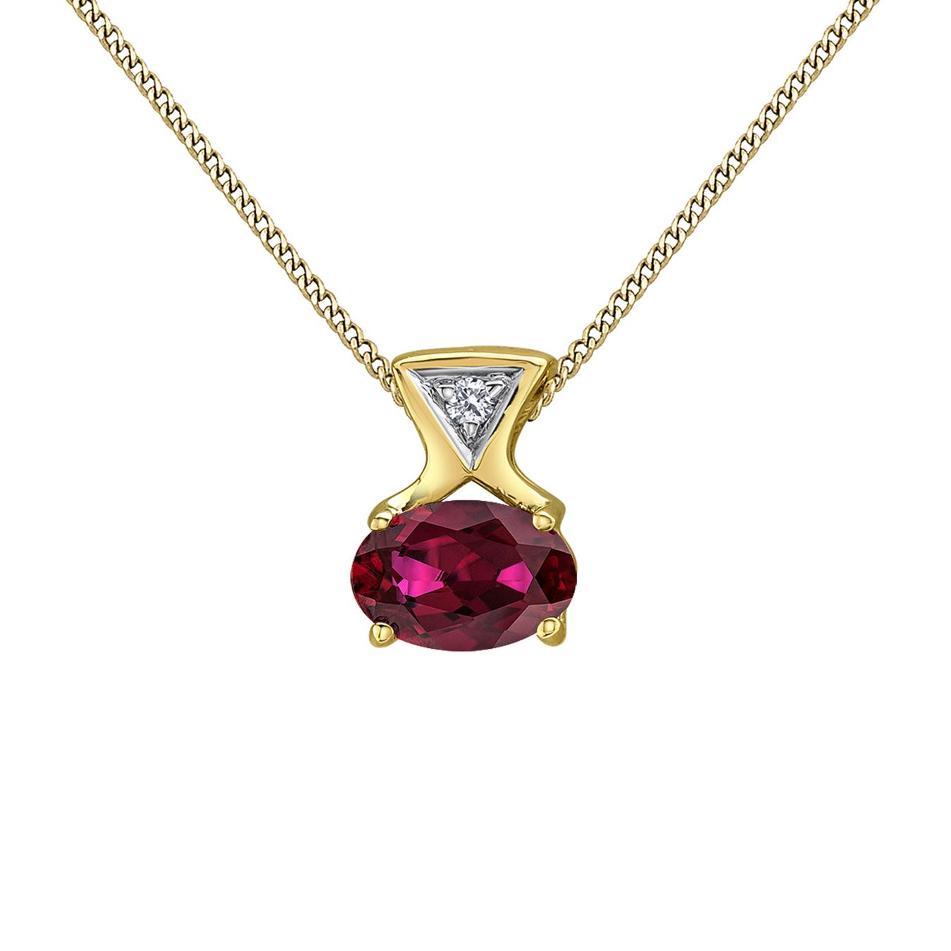10K Yellow Gold Ruby & Diamond 18" Pendant