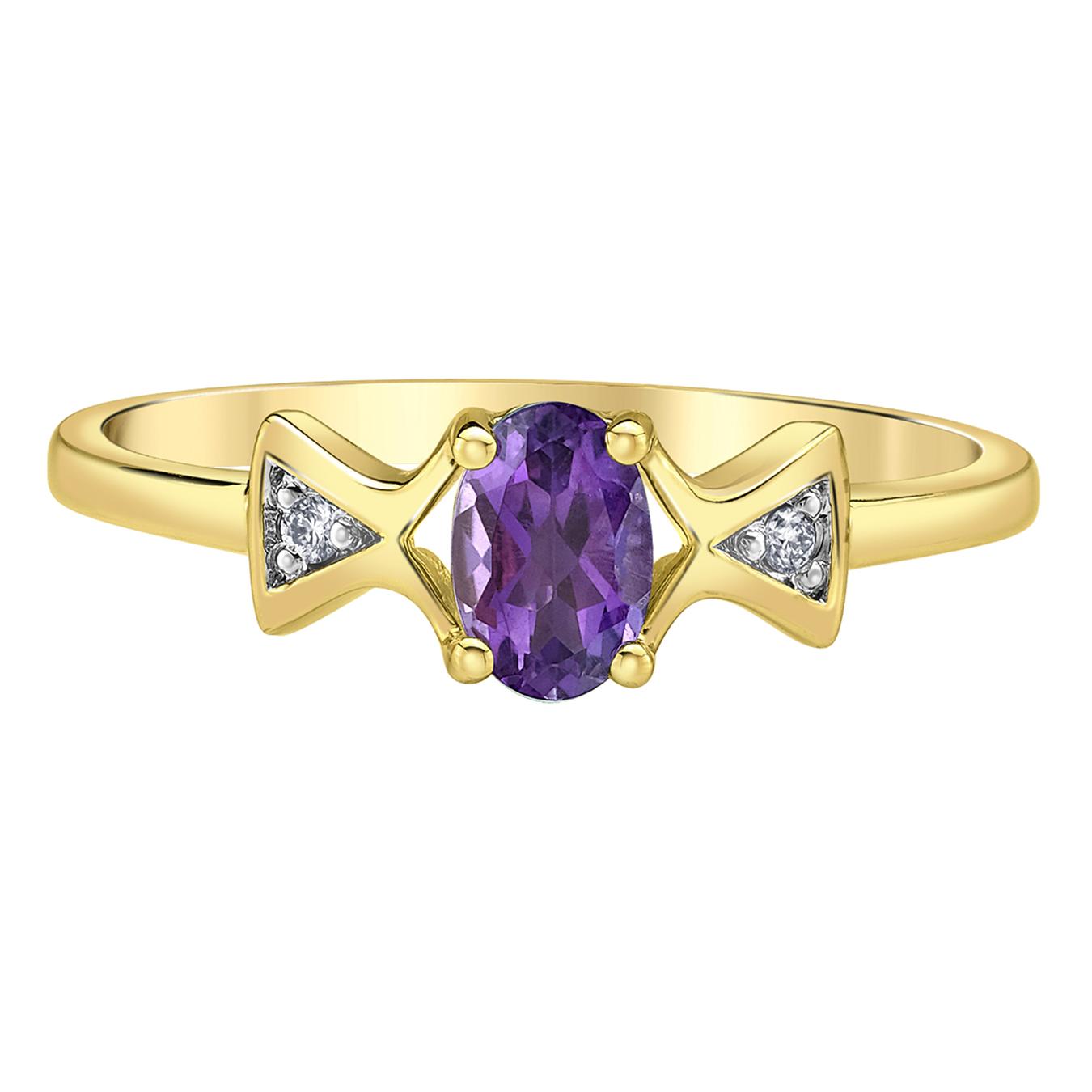 10K Yellow Gold Amethyst & Diamond Ring