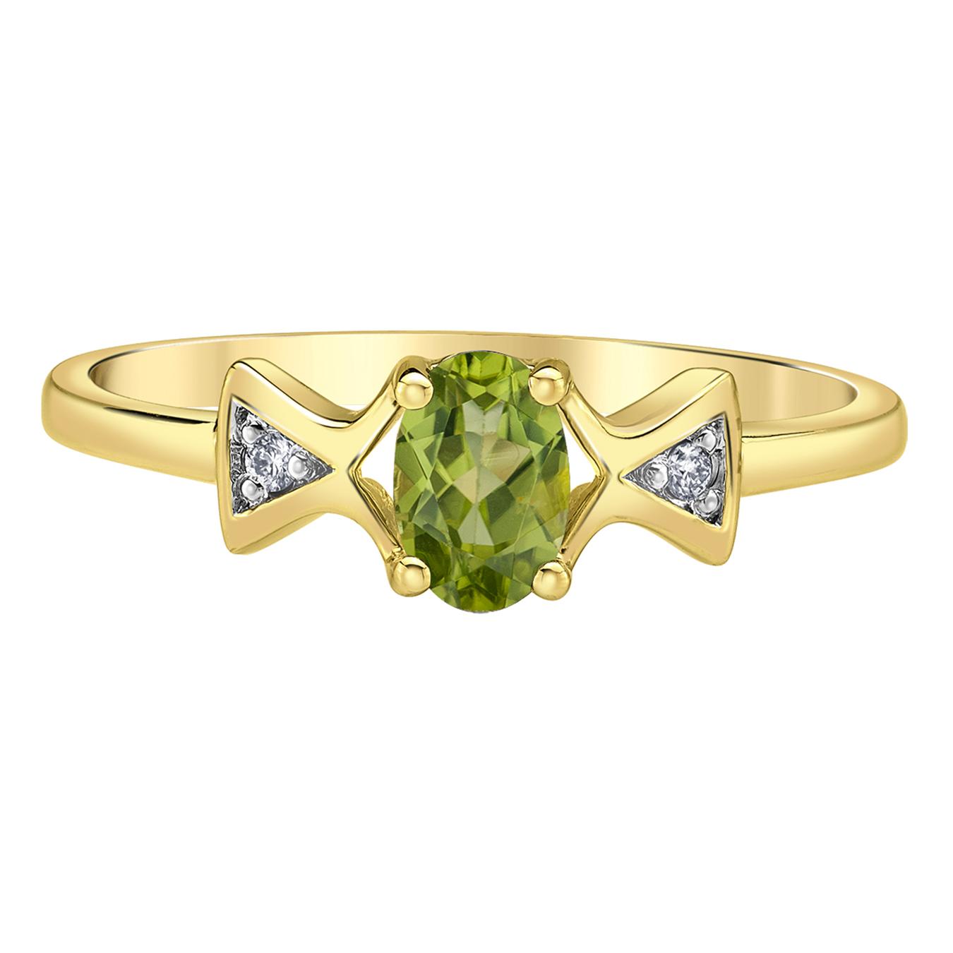10K Yellow Gold Peridot & Diamond Ring