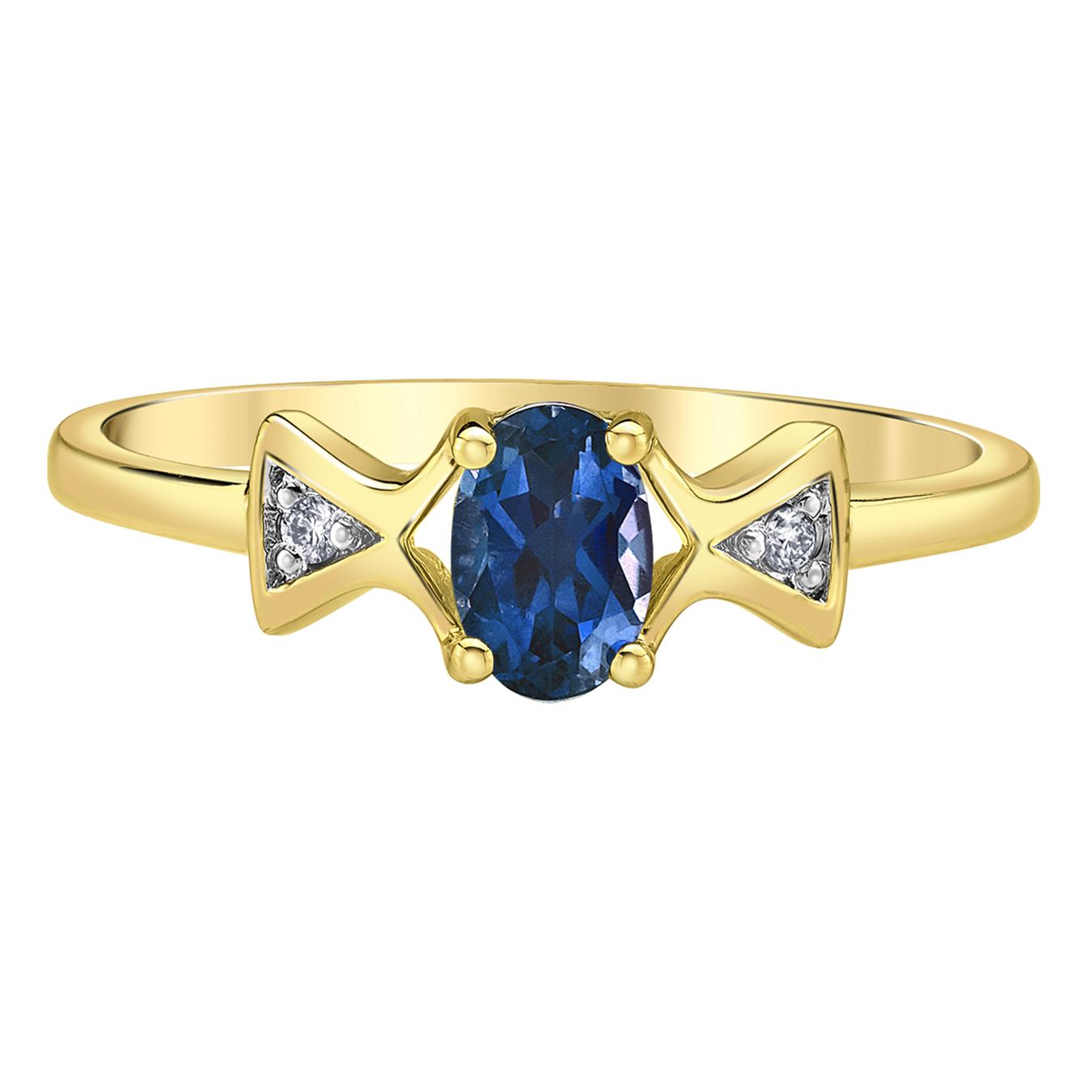 10K Yellow Gold Sapphire & Diamond Ring