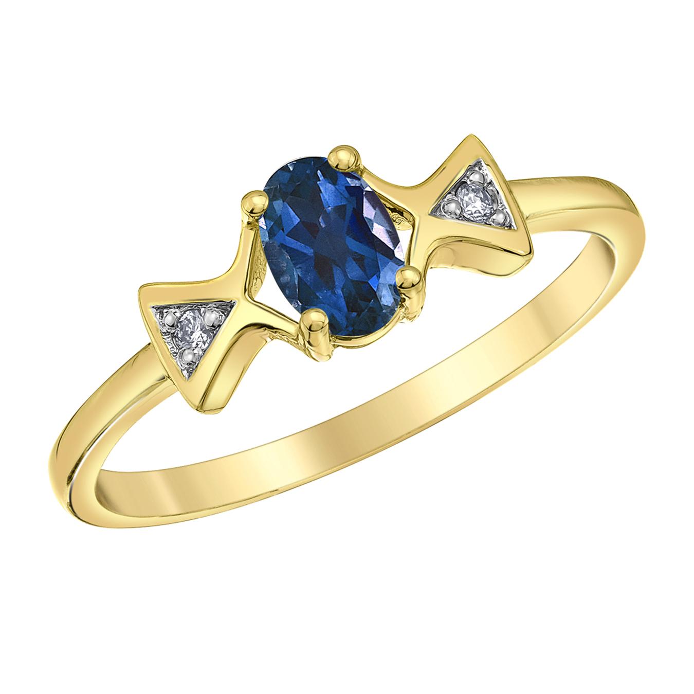10K Yellow Gold Sapphire & Diamond Ring