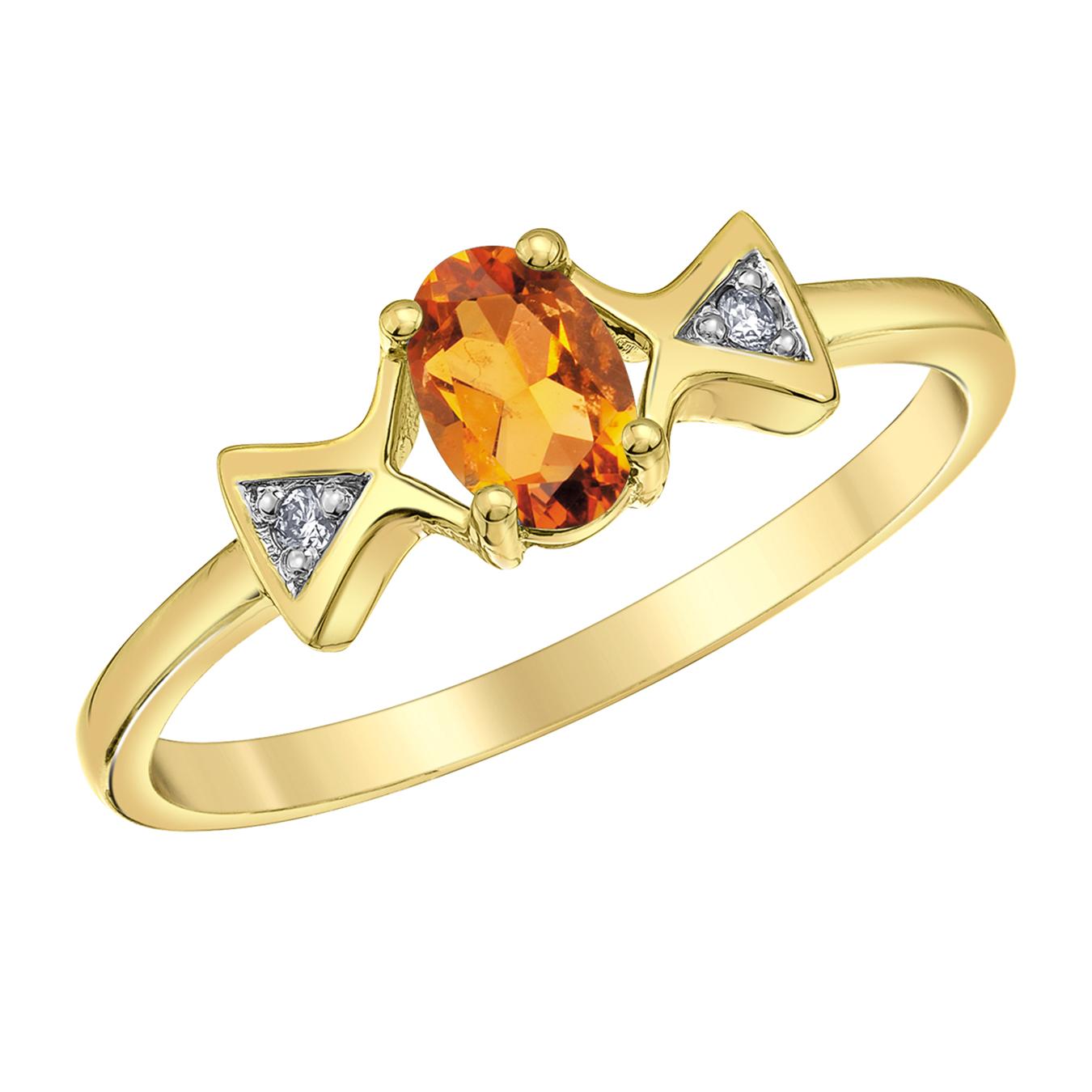 10K Yellow Gold Citrine & Diamond Ring