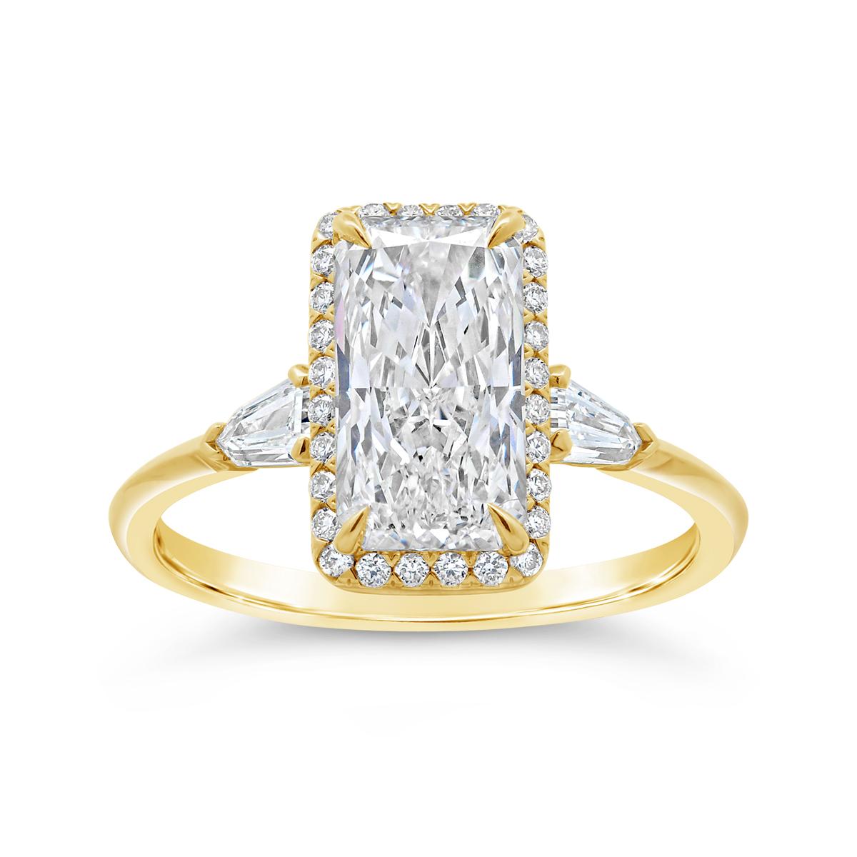 New Brilliance Lab Grown 2.43CTW Radiant Diamond Bridal Ring in 14K Yellow Gold