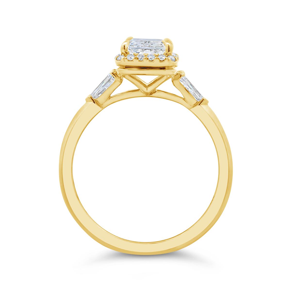 New Brilliance Lab Grown 2.43CTW Radiant Diamond Bridal Ring in 14K Yellow Gold