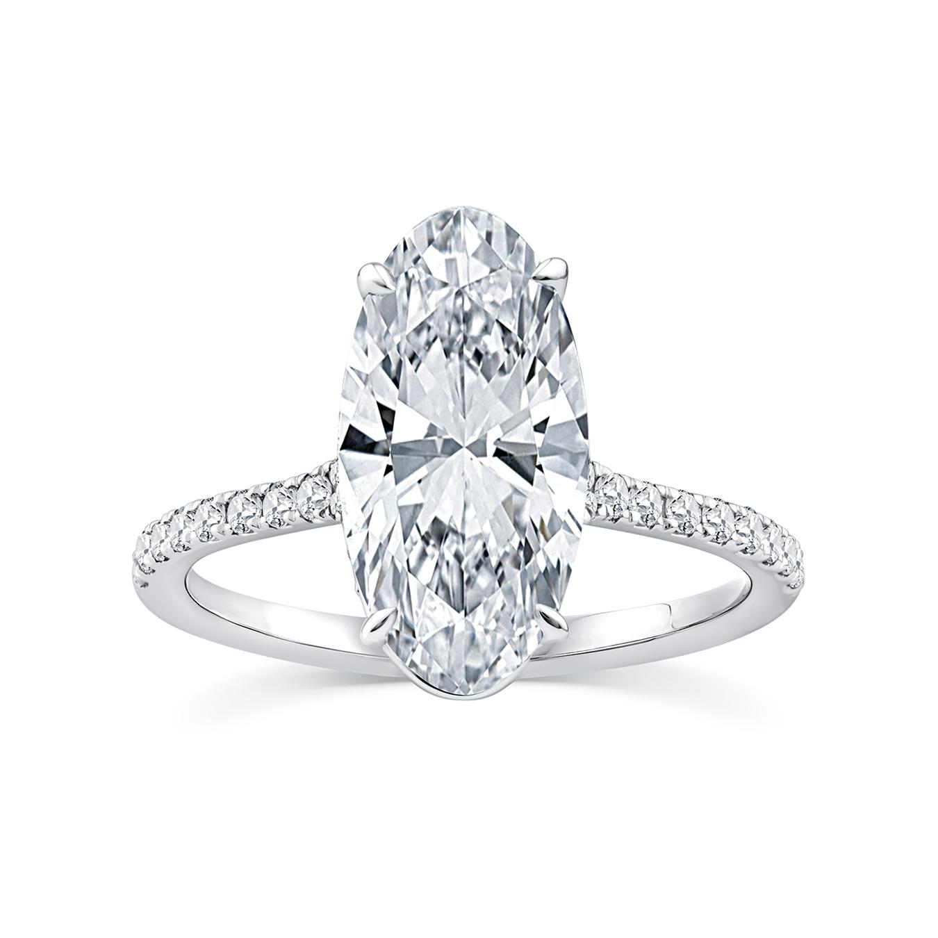 New Brilliance Lab Grown 3.25CTW Oval Diamond Bridal Ring in 14K White Gold