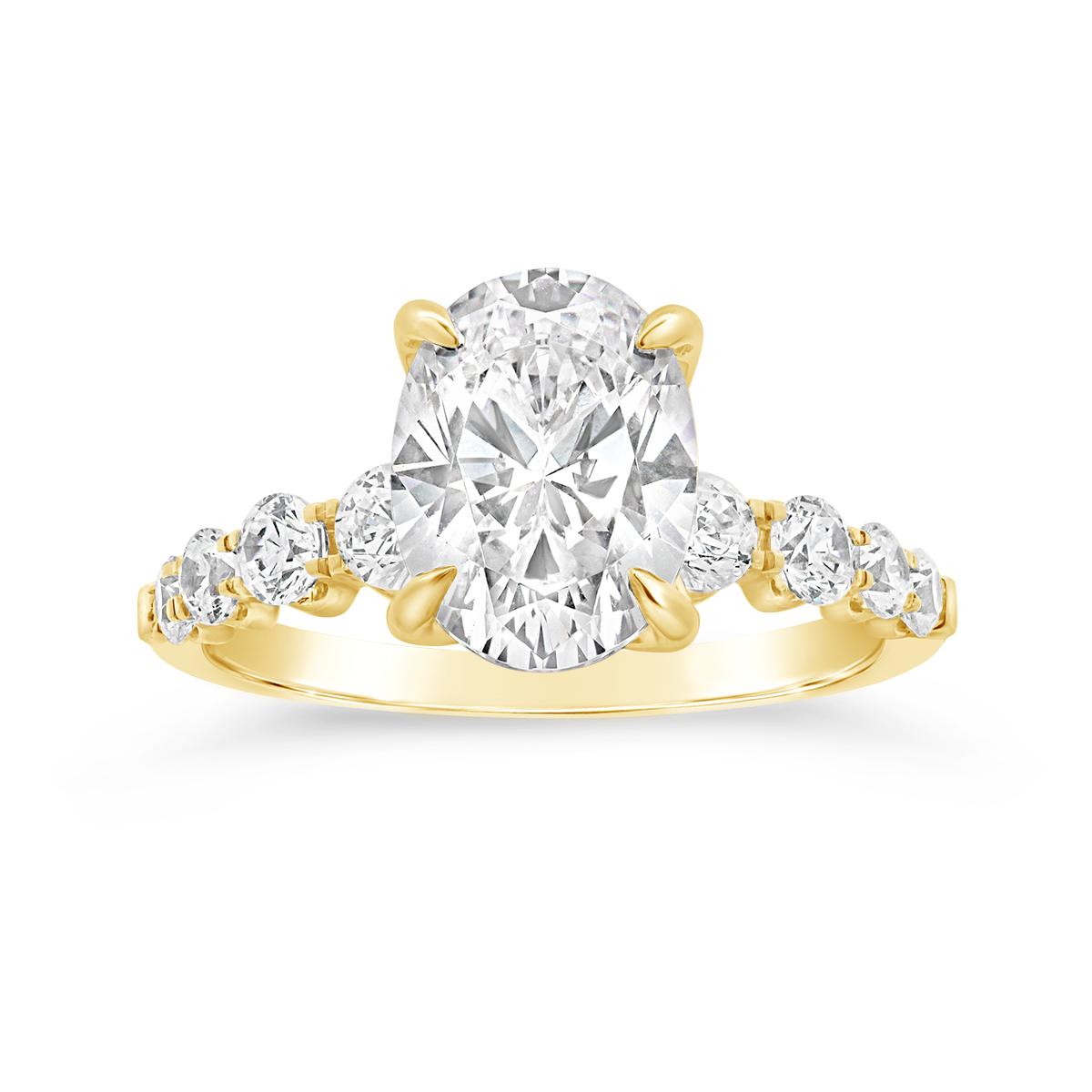 New Brilliance Lab Grown 3.87CTW Oval Diamond Bridal Ring in 14K Yellow Gold